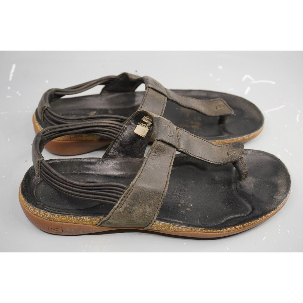 KEEN Dauntless Posted T Strap Womens Size 7 Black Leather Slingback Sandals